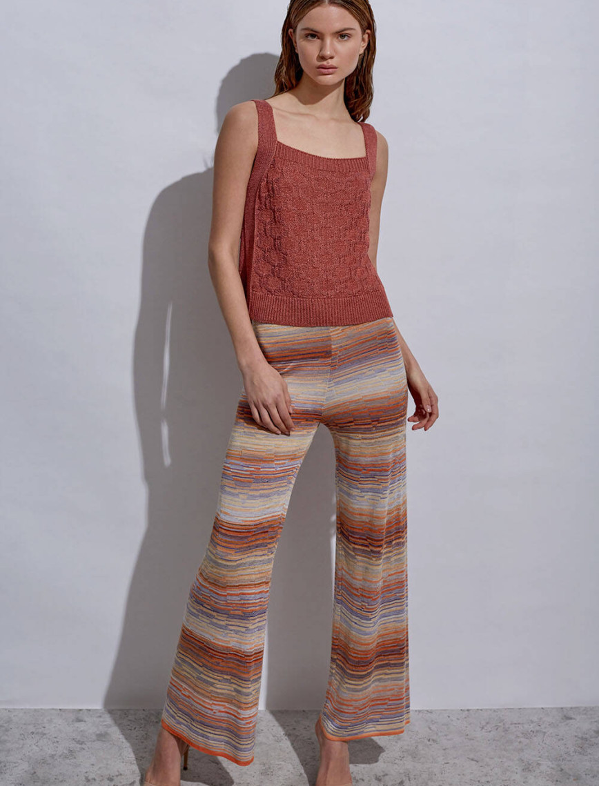 Knitss Askılı Keten Pembe Triko Üst Knitss Askılı Keten Pembe Triko Üst