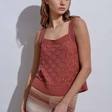 Knitss Askılı Keten Pembe Triko Üst