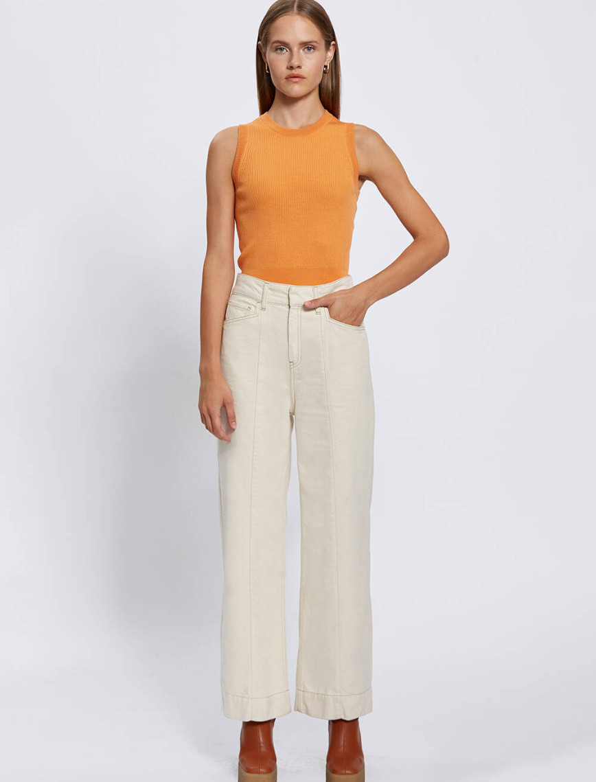 Knitss Extrafıne Merino Yün Kolsuz Turuncu Triko Üst Knitss Extrafıne Merino Yün Kolsuz Turuncu Triko Üst