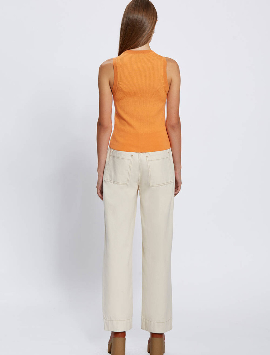 Knitss Extrafıne Merino Yün Kolsuz Turuncu Triko Üst Knitss Extrafıne Merino Yün Kolsuz Turuncu Triko Üst