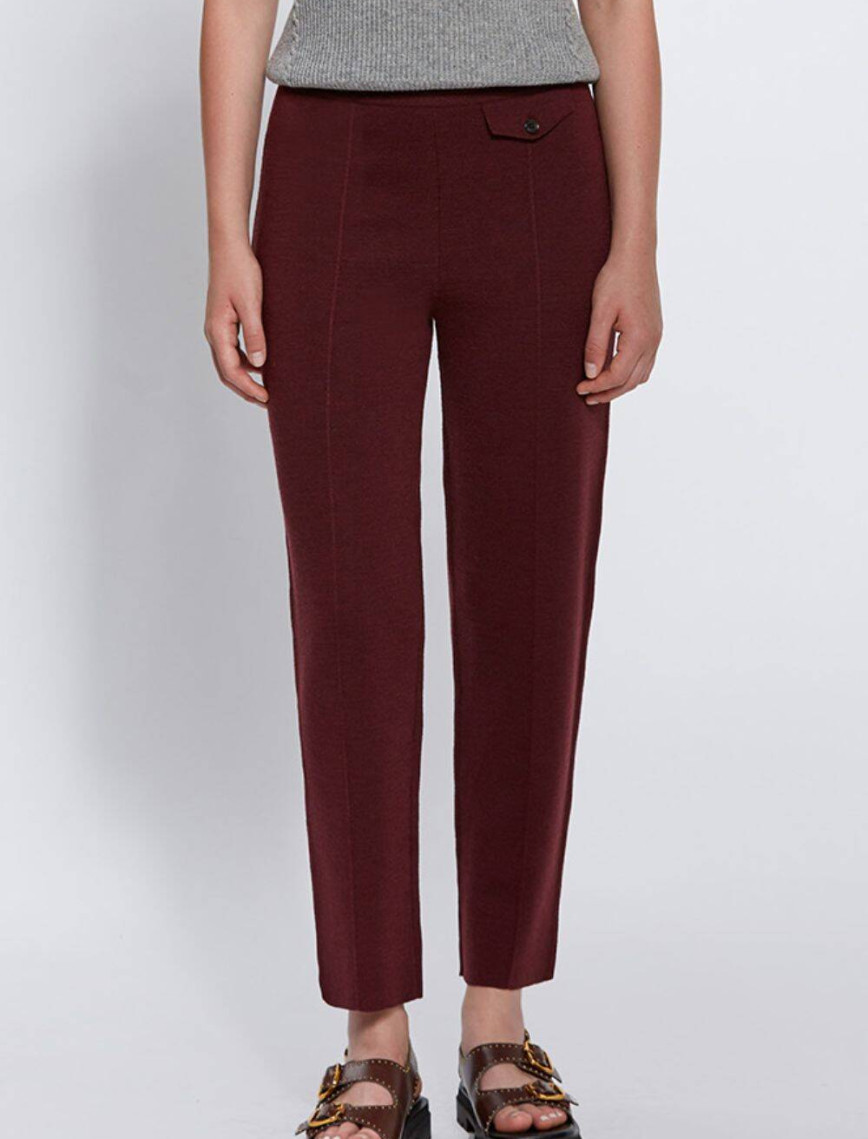 Knitss Cep Detaylı Fuşya Merino Yün Triko Pantolon Knitss Cep Detaylı Fuşya Merino Yün Triko Pantolon