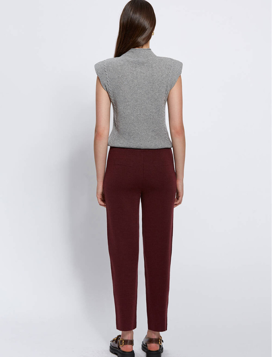 Knitss Cep Detaylı Fuşya Merino Yün Triko Pantolon Knitss Cep Detaylı Fuşya Merino Yün Triko Pantolon