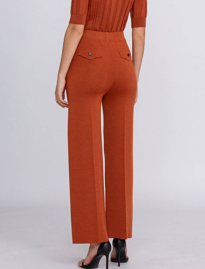 Knitss Cep Detaylı Turuncu Merino Yün Triko Pantolon Knitss Cep Detaylı Turuncu Merino Yün Triko Pantolon