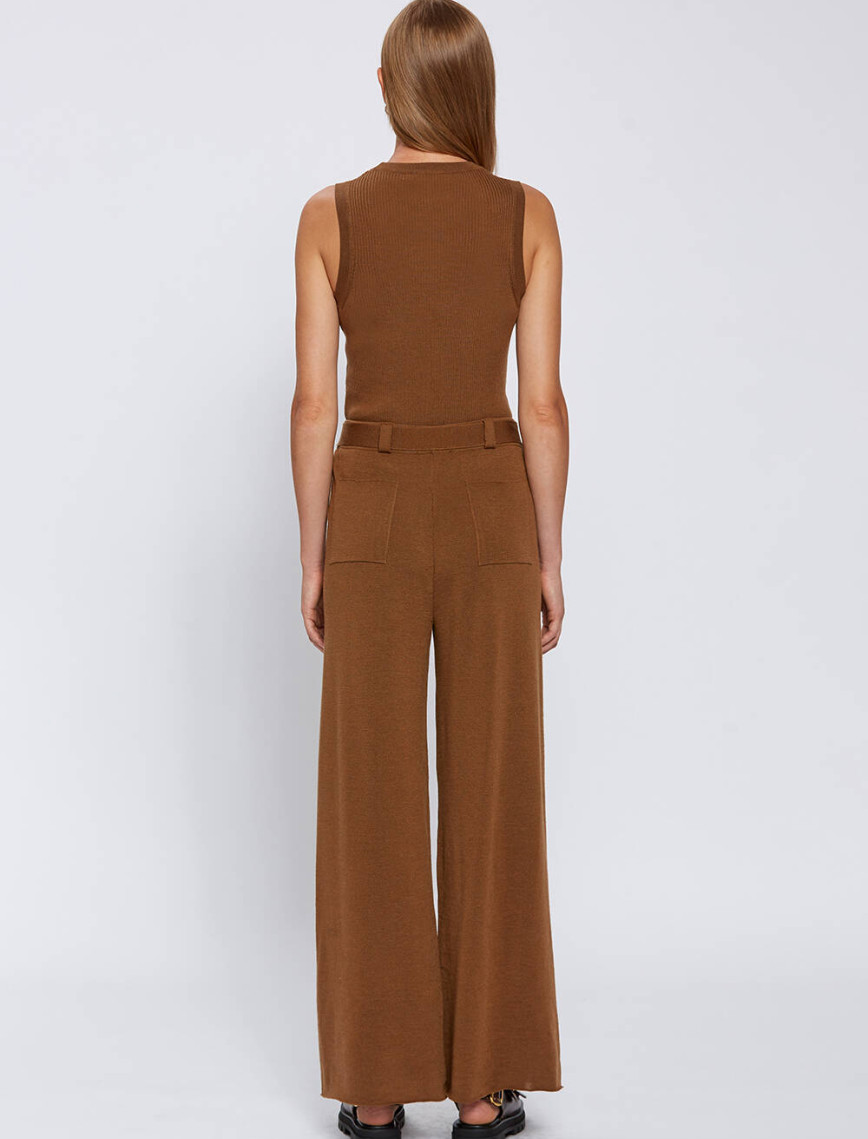 Knitss Extrafıne Merino Yün Tütün Rengi Triko Pantolon Knitss Extrafıne Merino Yün Tütün Rengi Triko Pantolon