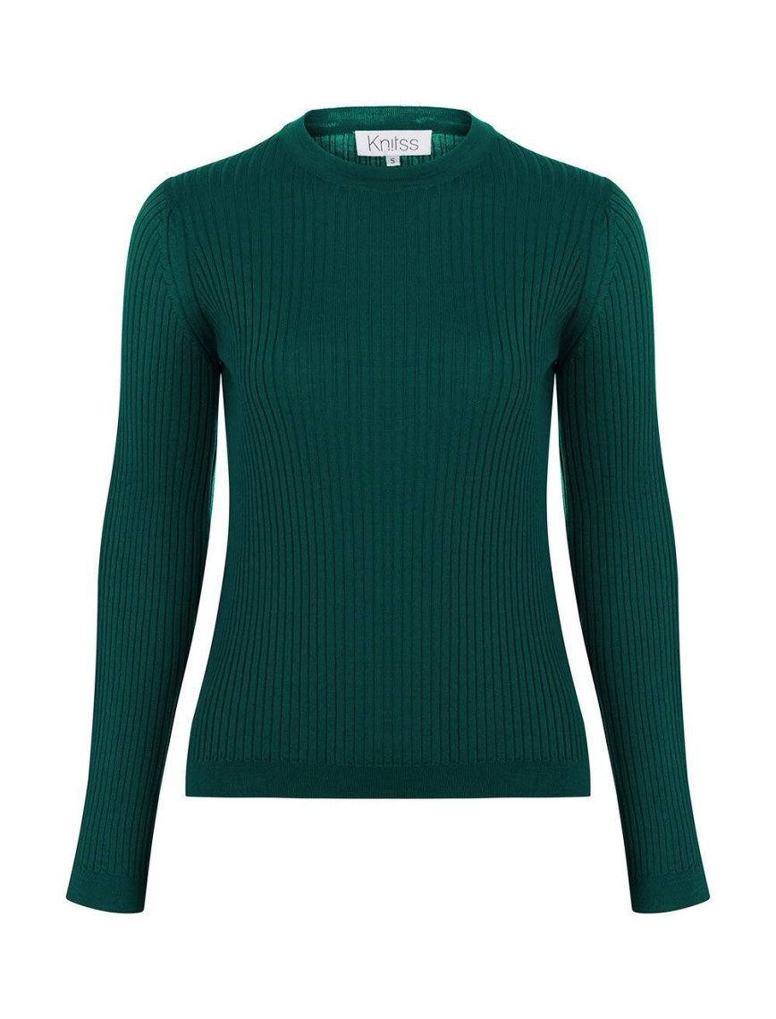 Knitss Extrafıne Merino Yün Yeşil Triko Üst Knitss Extrafıne Merino Yün Yeşil Triko Üst