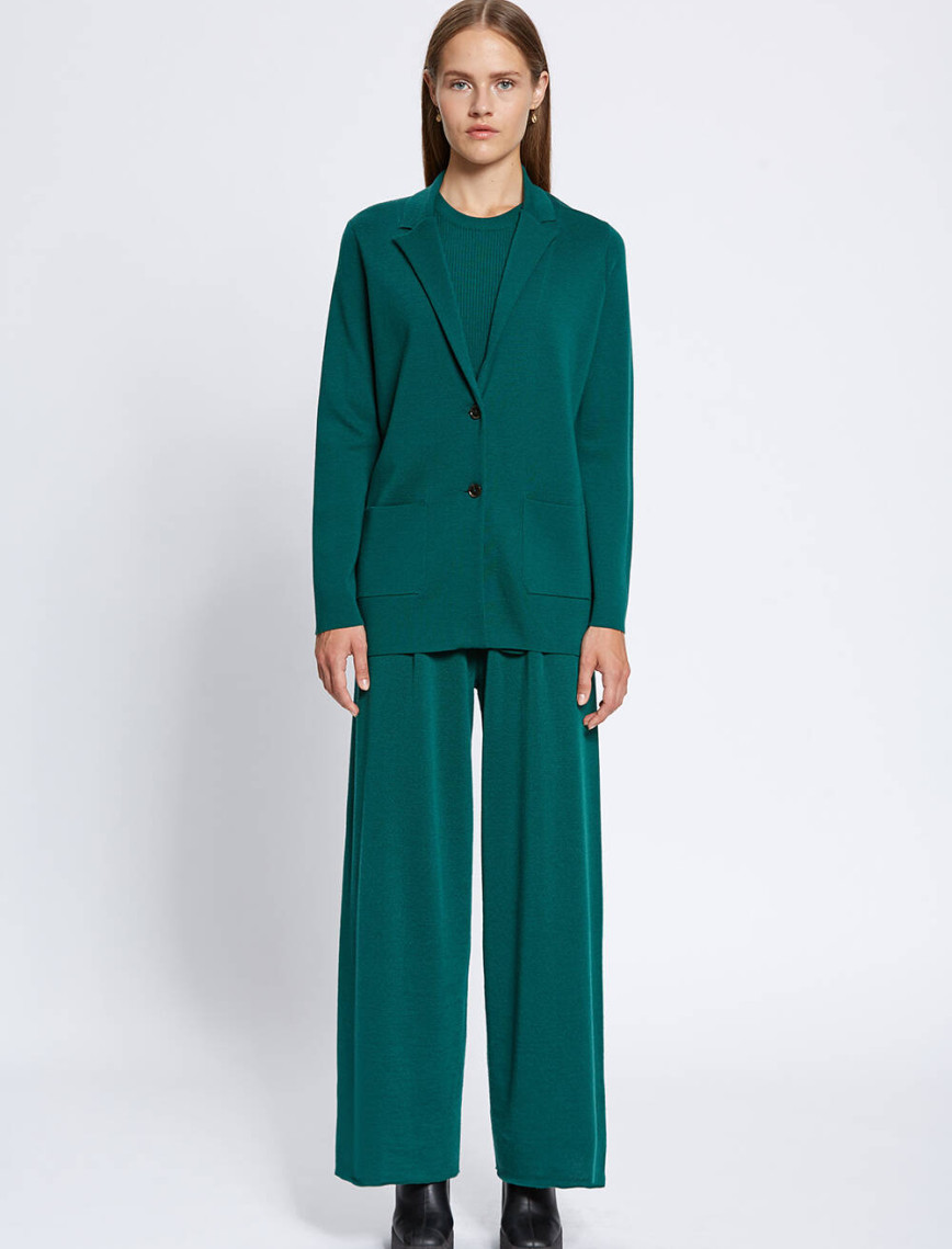 Knitss Extrafıne Merino Yün Yeşil Triko Blazer Ceket Knitss Extrafıne Merino Yün Yeşil Triko Blazer Ceket