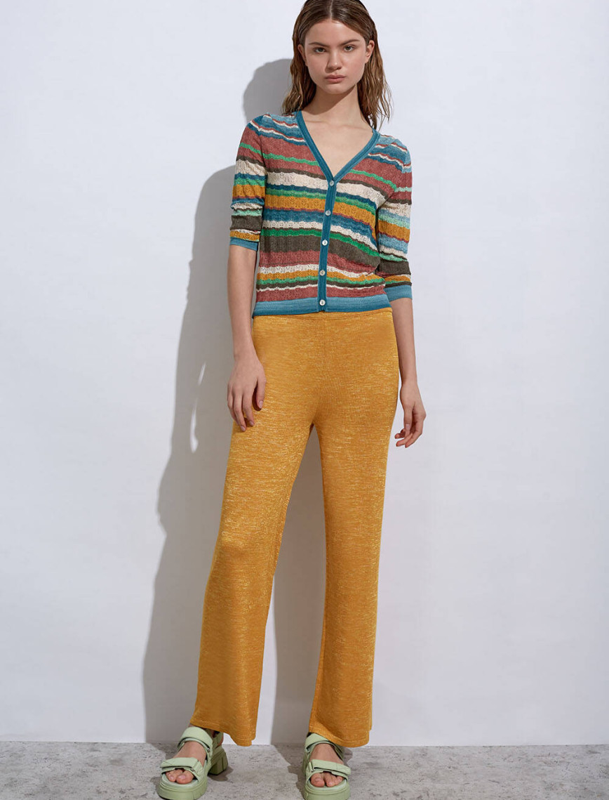 Knitss Çizgi Desenli Yeşil Triko Hırka Knitss Çizgi Desenli Yeşil Triko Hırka