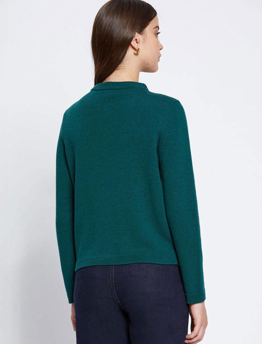 Knitss Çıkarılabilir Yaka Detaylı Yeşil Triko Hırka Knitss Çıkarılabilir Yaka Detaylı Yeşil Triko Hırka