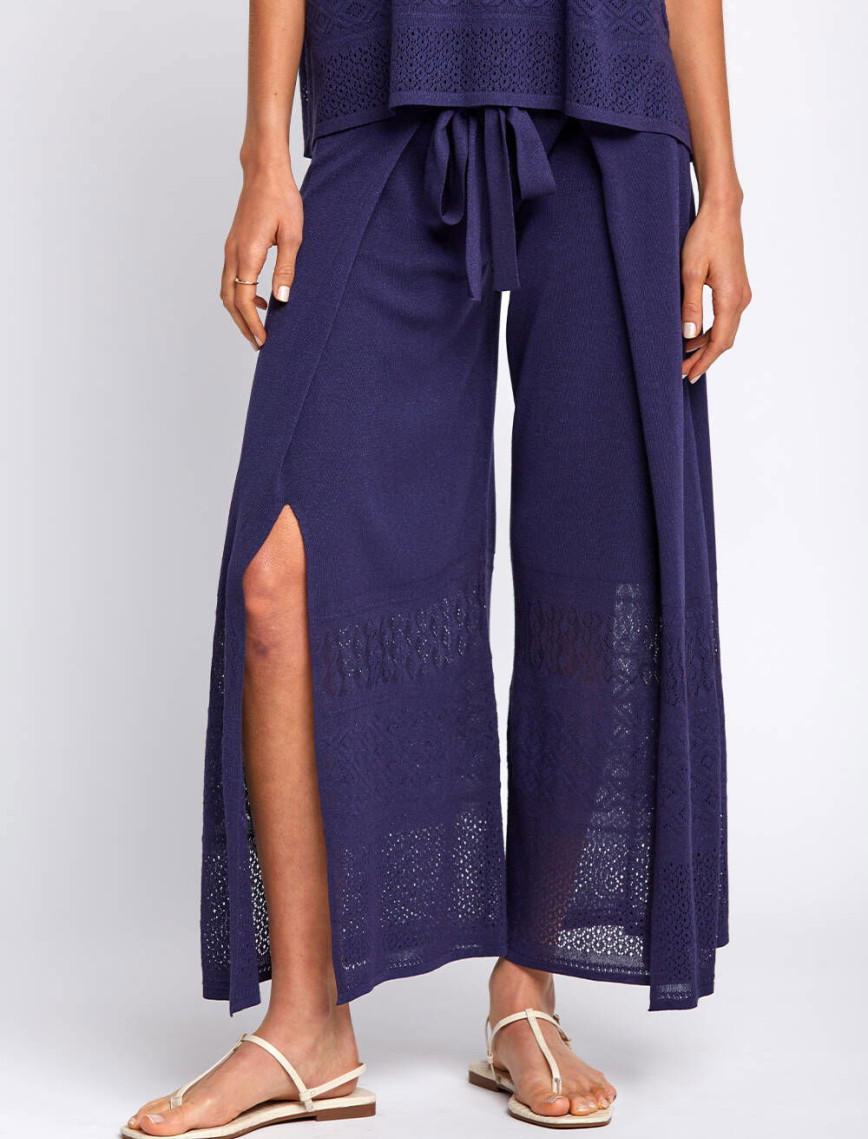 Knitss Bohem Tarz Crop Lacivert Triko Pantolon Knitss Bohem Tarz Crop Lacivert Triko Pantolon