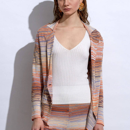 Knitss Degrade Desenli Lila Triko Ceket Knitss Degrade Desenli Lila Triko Ceket