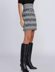 Knitss Geometrik Kaz Ayağı Desenli Siyah Beyaz Triko Etek Knitss Geometrik Kaz Ayağı Desenli Siyah Beyaz Triko Etek