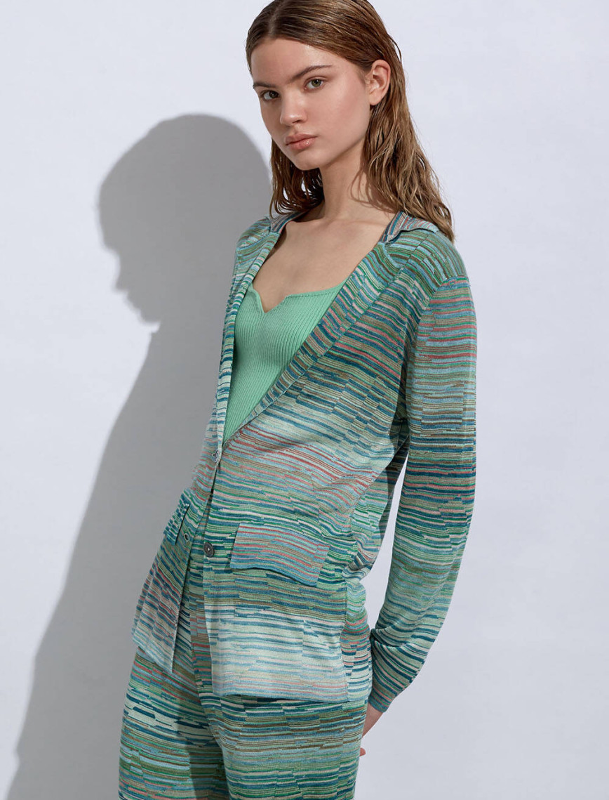 Knitss Degrade Desenli Yeşil Triko Ceket Knitss Degrade Desenli Yeşil Triko Ceket