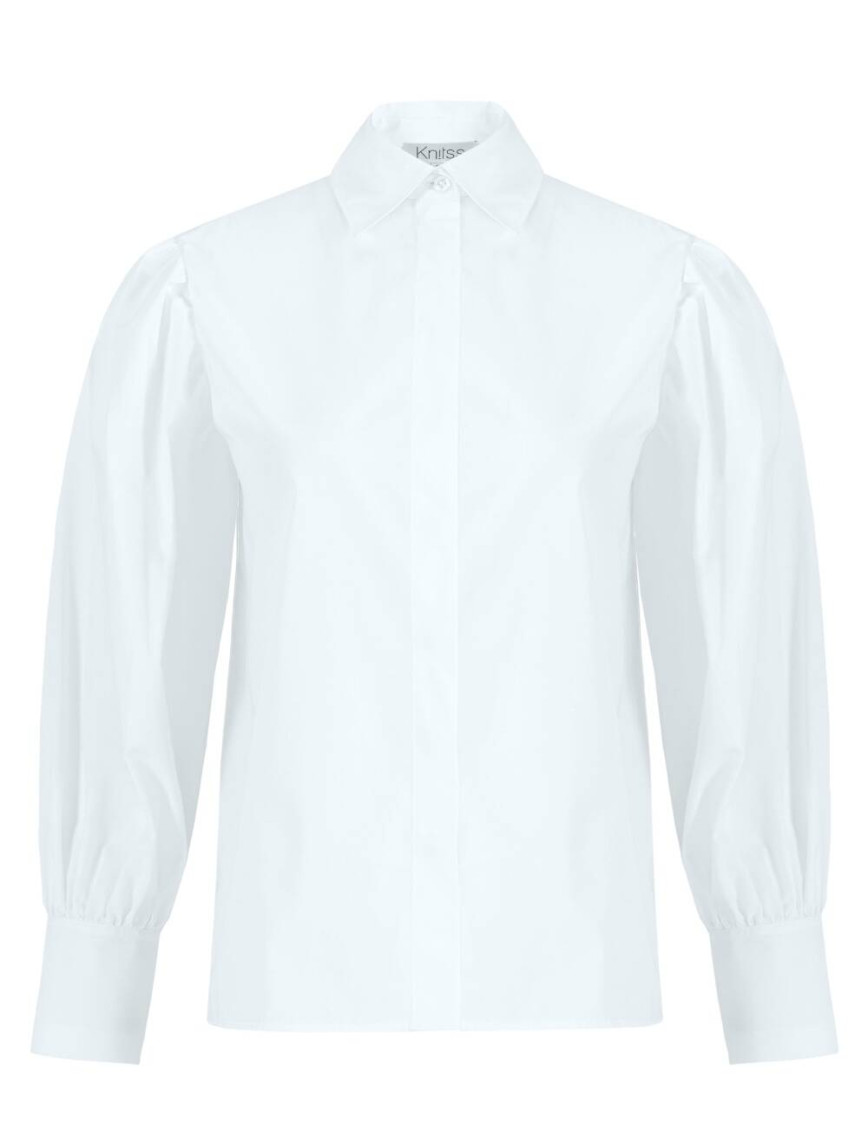 Knitss Büzgü Detaylı Saf Pamuk Beyaz Gömlek Knitss Büzgü Detaylı Saf Pamuk Beyaz Gömlek
