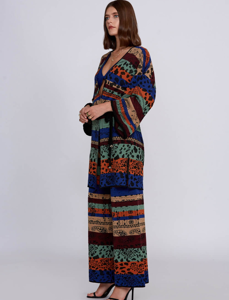 Knitss Desenli Merino Yün Karışımlı Triko Kimono Knitss Desenli Merino Yün Karışımlı Triko Kimono