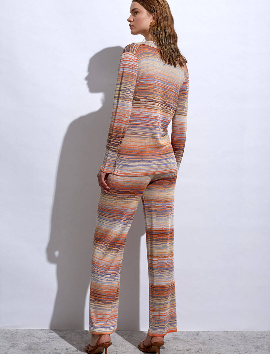 Knitss Degrade Desenli Lila Triko Pantolon Knitss Degrade Desenli Lila Triko Pantolon