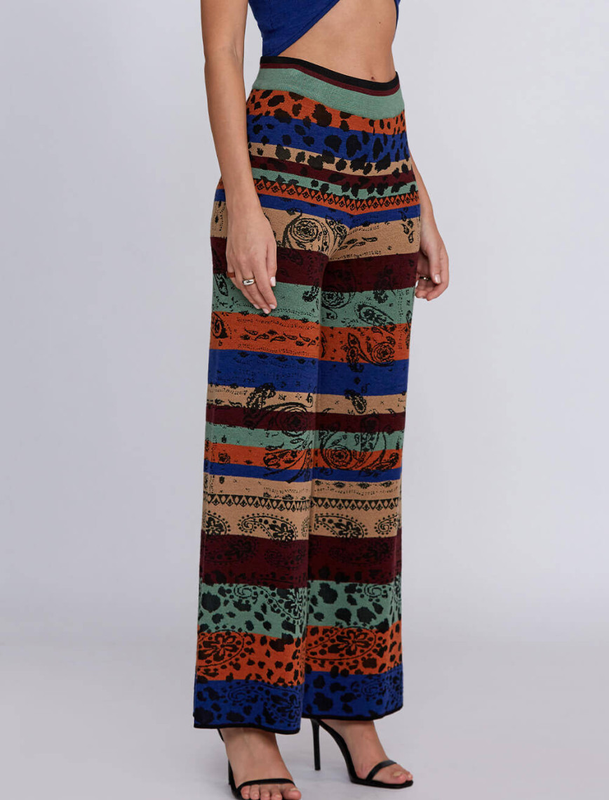 Knitss Desenli Merino Yün Karışımlı Triko Pantolon Knitss Desenli Merino Yün Karışımlı Triko Pantolon