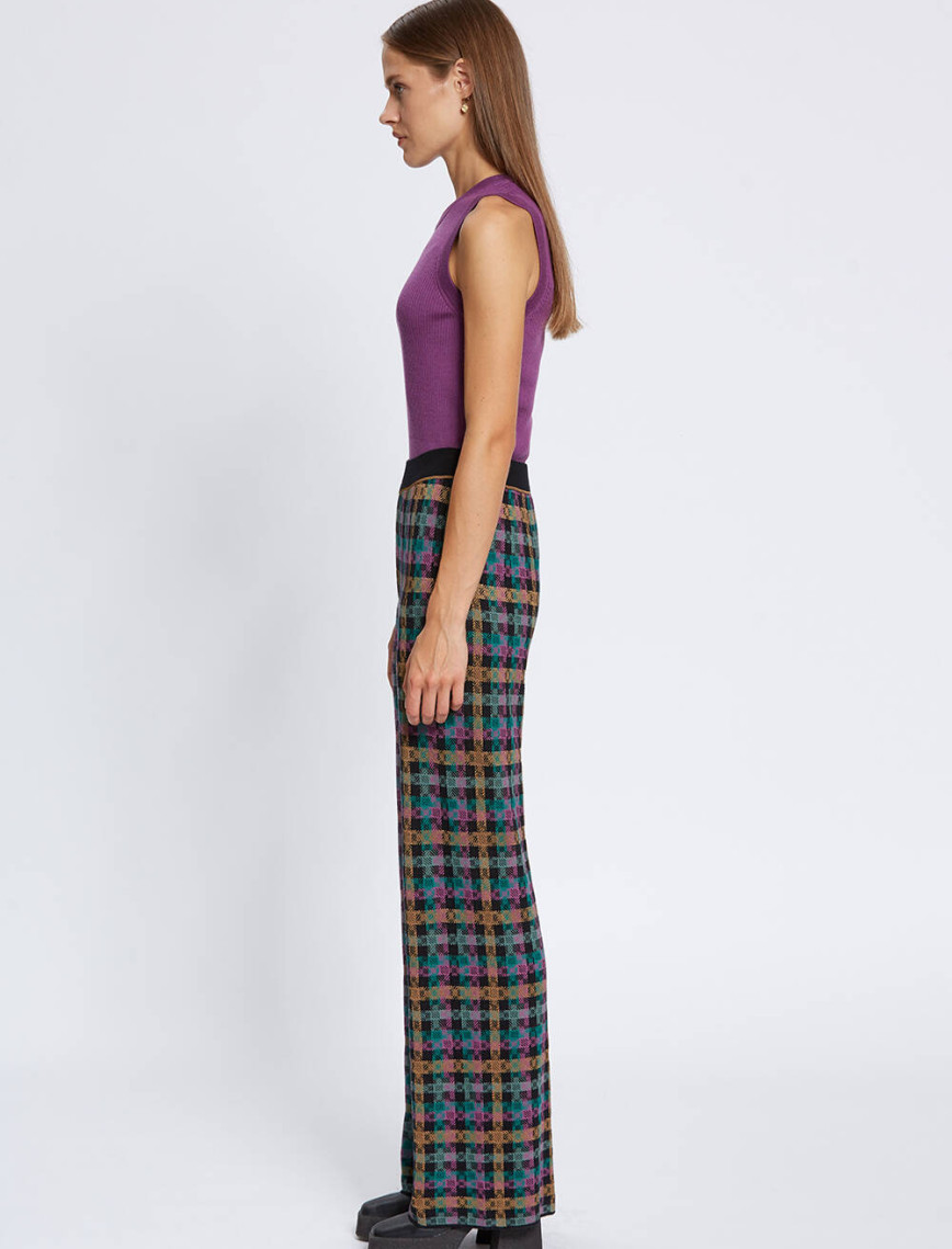 Knitss Ekose Desenli Jakar Triko Pantolon Knitss Ekose Desenli Jakar Triko Pantolon