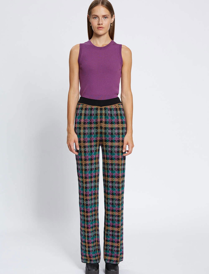 Knitss Ekose Desenli Jakar Triko Pantolon Knitss Ekose Desenli Jakar Triko Pantolon