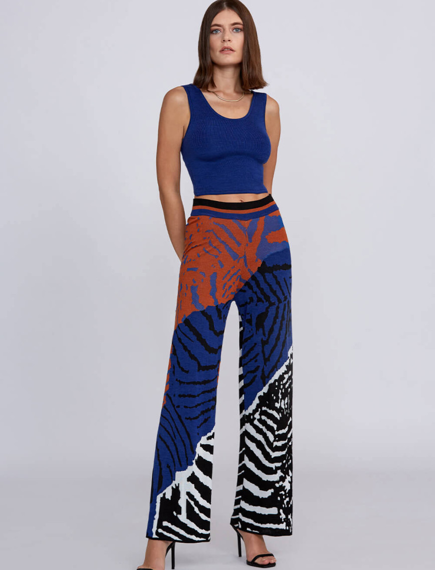 Knitss Jakar Desen Bol Kesim Triko Pantolon Knitss Jakar Desen Bol Kesim Triko Pantolon