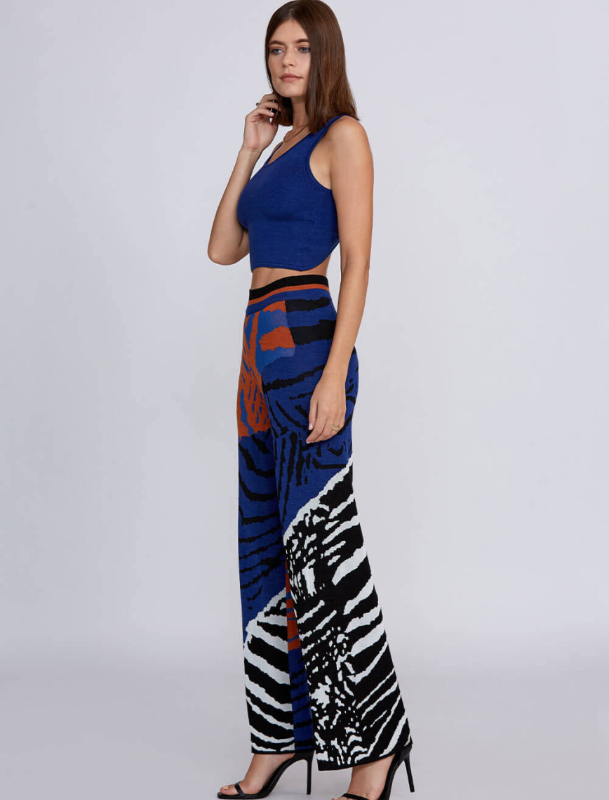 Knitss Jakar Desen Bol Kesim Triko Pantolon Knitss Jakar Desen Bol Kesim Triko Pantolon