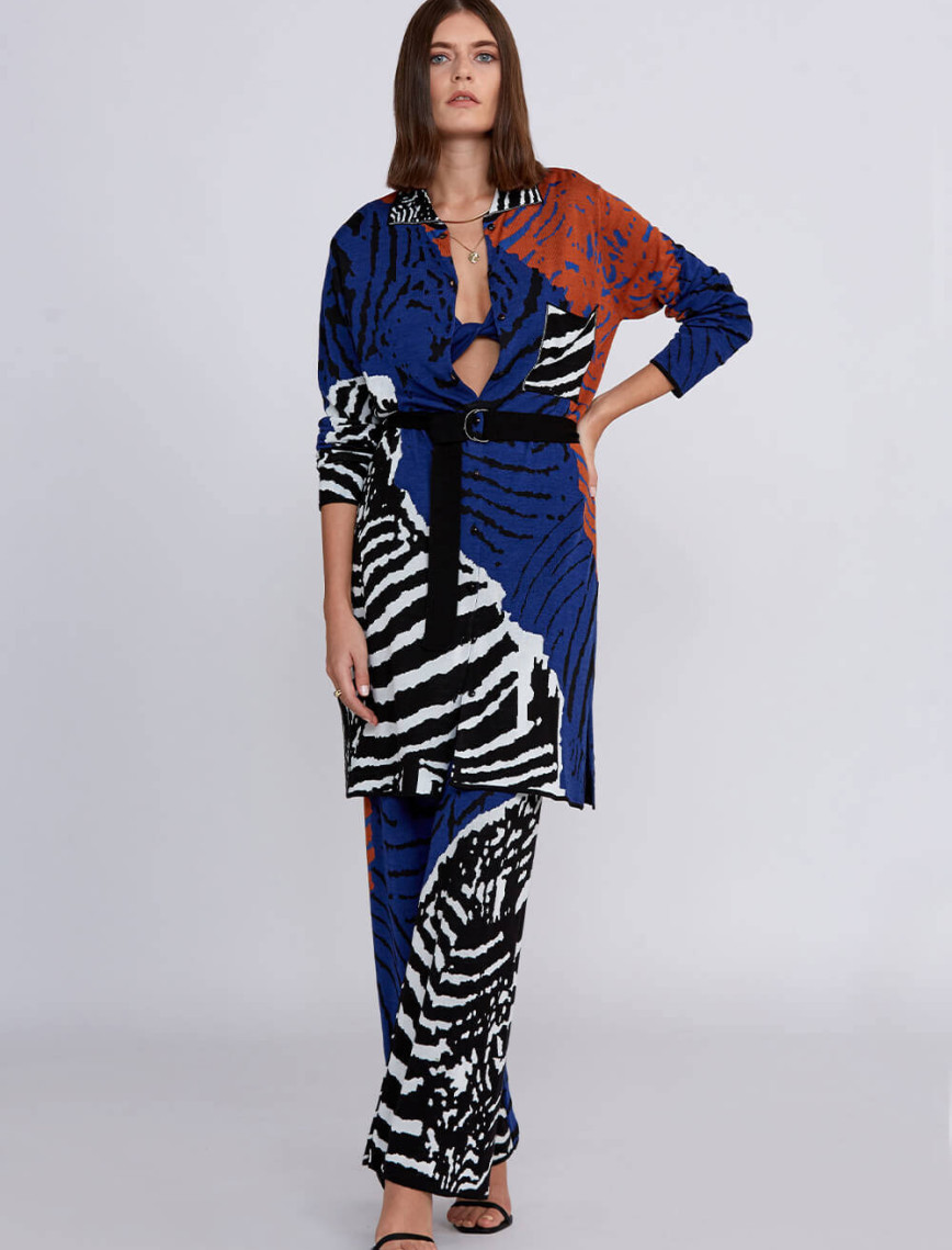 Knitss Jakar Desen Bol Kesim Triko Pantolon Knitss Jakar Desen Bol Kesim Triko Pantolon