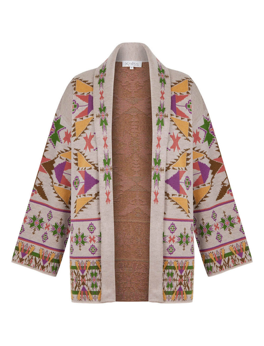 Knitss Jakar Desen Extrafıne Merino Yün Triko Hırka Knitss Jakar Desen Extrafıne Merino Yün Triko Hırka