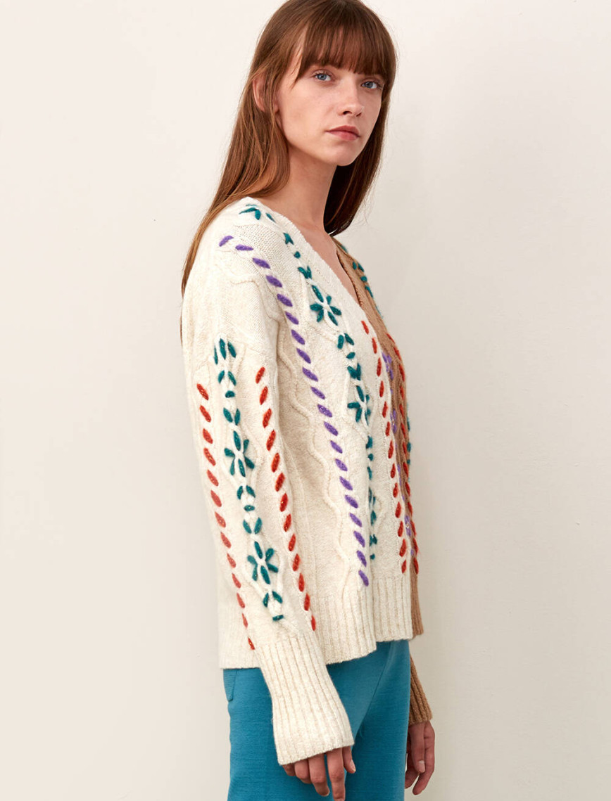 Knitss El İşlemeli Bej Yün Triko Kazak Knitss El İşlemeli Bej Yün Triko Kazak