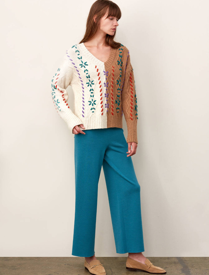 Knitss El İşlemeli Bej Yün Triko Kazak Knitss El İşlemeli Bej Yün Triko Kazak