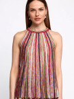 Knitss Halter Yaka Çizgi Desenli Çok Renkli Triko Bluz Knitss Halter Yaka Çizgi Desenli Çok Renkli Triko Bluz