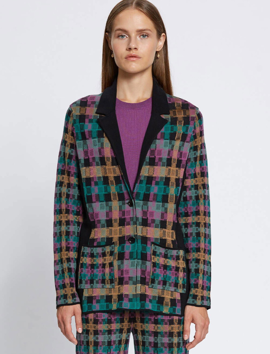 Knitss Ekose Desenli Triko Ceket