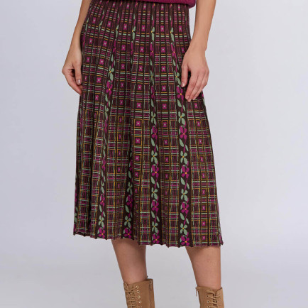 Knitss Jakar Desenli Kloş Triko Etek