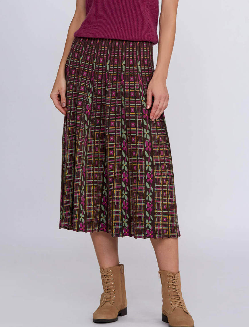 Knitss Jakar Desenli Kloş Triko Etek Knitss Jakar Desenli Kloş Triko Etek