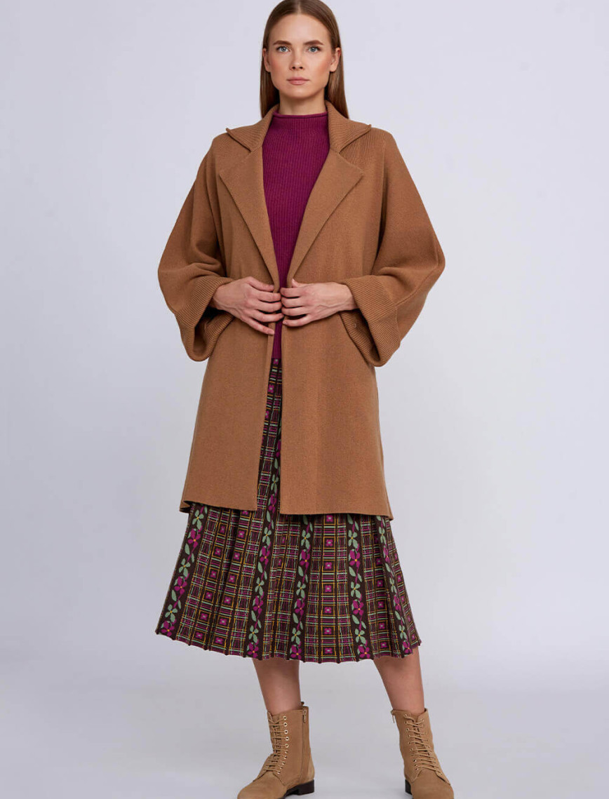 Knitss Jakar Desenli Kloş Triko Etek Knitss Jakar Desenli Kloş Triko Etek