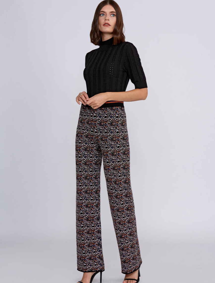 Knitss Jakar Desenli Normal Kesim Triko Pantolon Knitss Jakar Desenli Normal Kesim Triko Pantolon