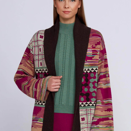 Knitss Jakar Desenli Kaşmir Karışımlı Triko Hırka