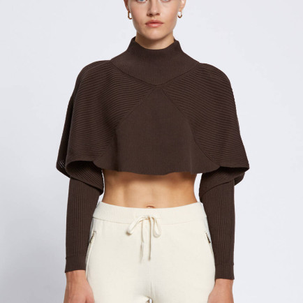 Knitss Dökümlü Kısa Koyu Kahverengi Triko Üst Knitss Dökümlü Kısa Koyu Kahverengi Triko Üst