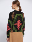 Knitss Etnik Desenli İntersia Siyah Yeşil Triko Knitss Etnik Desenli İntersia Siyah Yeşil Triko