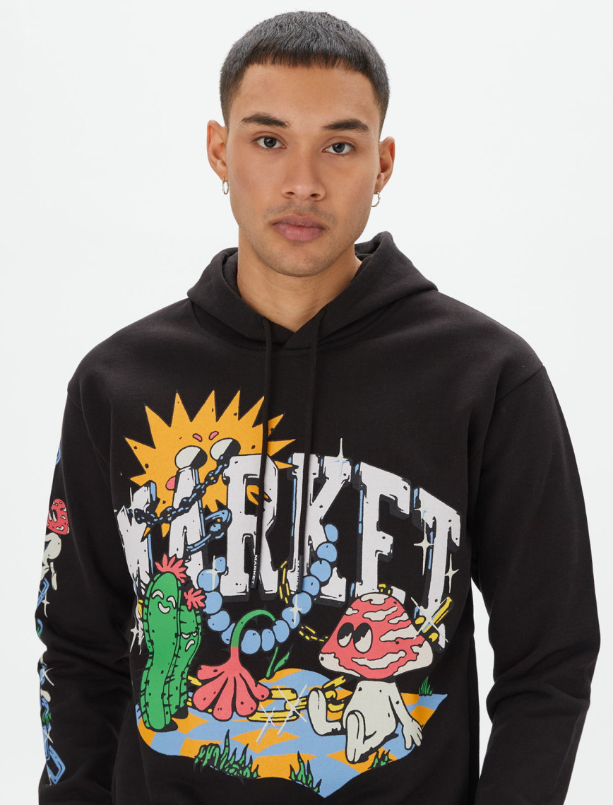 Market Fantasy Farm Pullover Erkek Siyah Hoodie Market Fantasy Farm Pullover Erkek Siyah Hoodie
