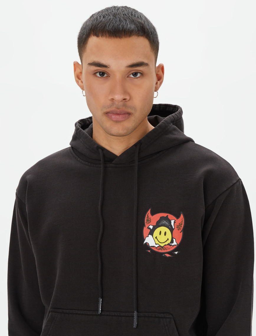 Market Smiley Inner Peace Pullover Erkek Siyah Hoodie Market Smiley Inner Peace Pullover Erkek Siyah Hoodie