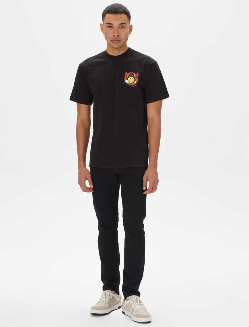Market Smiley Inner Peace Erkek Siyah T-Shirt
