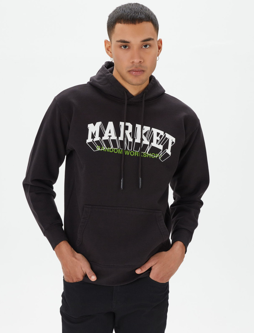 Market Super Market Pullover Erkek Siyah Hoodie Market Super Market Pullover Erkek Siyah Hoodie