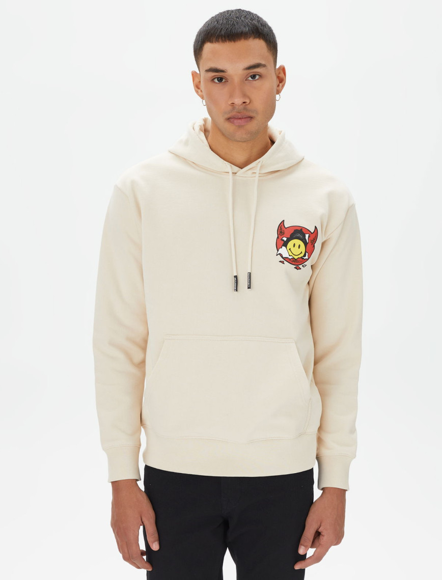 Market Smiley Inner Peace Pullover Erkek Krem Hoodie Market Smiley Inner Peace Pullover Erkek Krem Hoodie