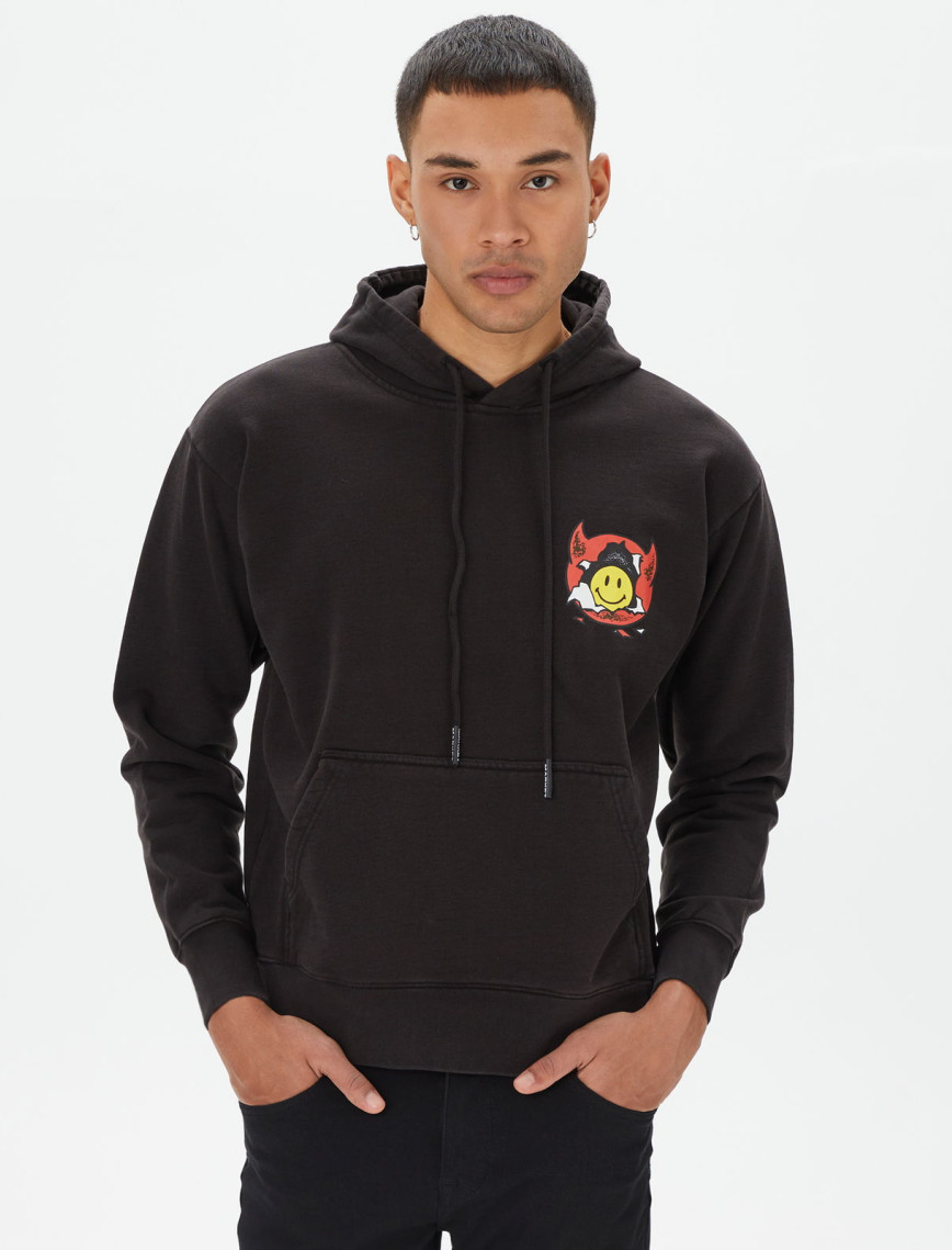 Market Smiley Inner Peace Pullover Erkek Krem Hoodie Market Smiley Inner Peace Pullover Erkek Krem Hoodie