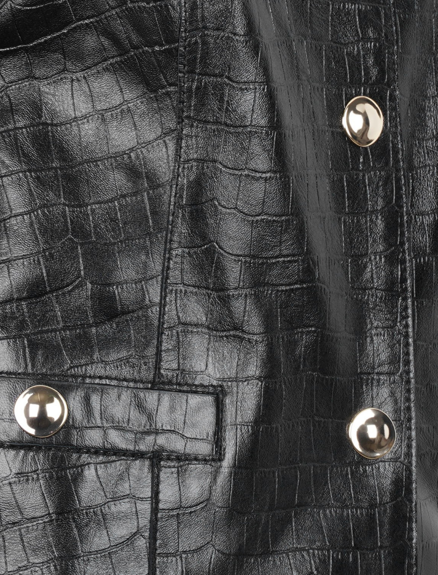 Ayita Siyah Kadın Kroko Baskılı Deri Ceket Ayita Siyah Kadın Kroko Baskılı Deri Ceket