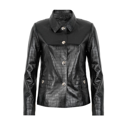 Ayita Siyah Kadın Kroko Baskılı Deri Ceket Ayita Siyah Kadın Kroko Baskılı Deri Ceket