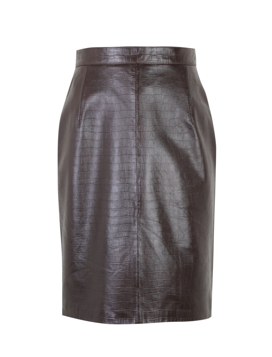 Ayalisse Kahve Kadın Kroko Baskılı Deri Etek Ayalisse Kahve Kadın Kroko Baskılı Deri Etek
