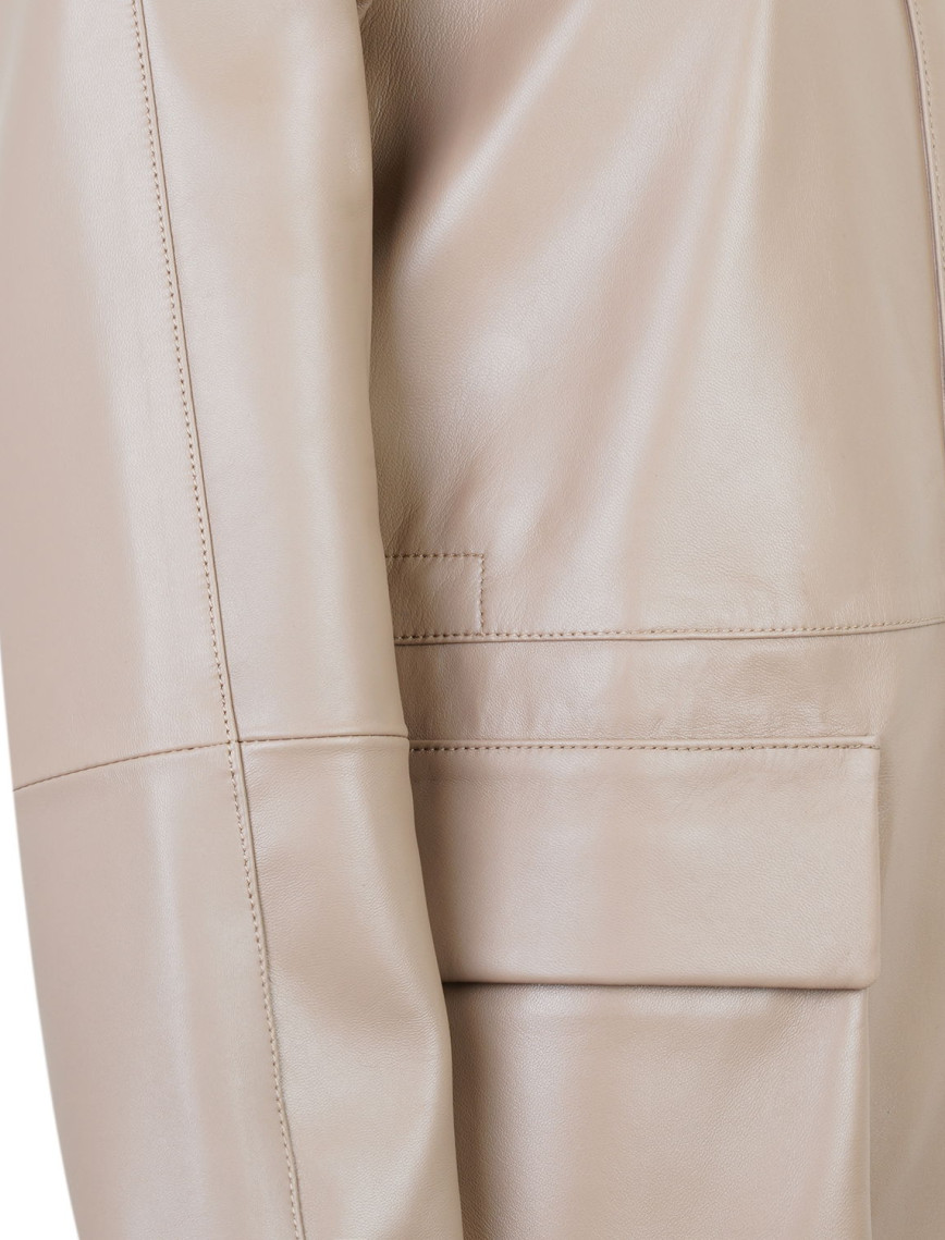 Caralynn Bej Kadın Kürk Yakalı Deri Mont Caralynn Bej Kadın Kürk Yakalı Deri Mont