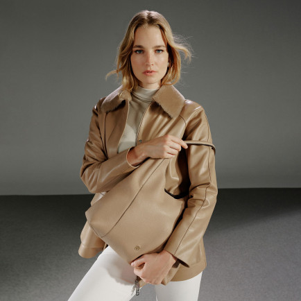 Caralynn Bej Kadın Kürk Yakalı Deri Mont Caralynn Bej Kadın Kürk Yakalı Deri Mont