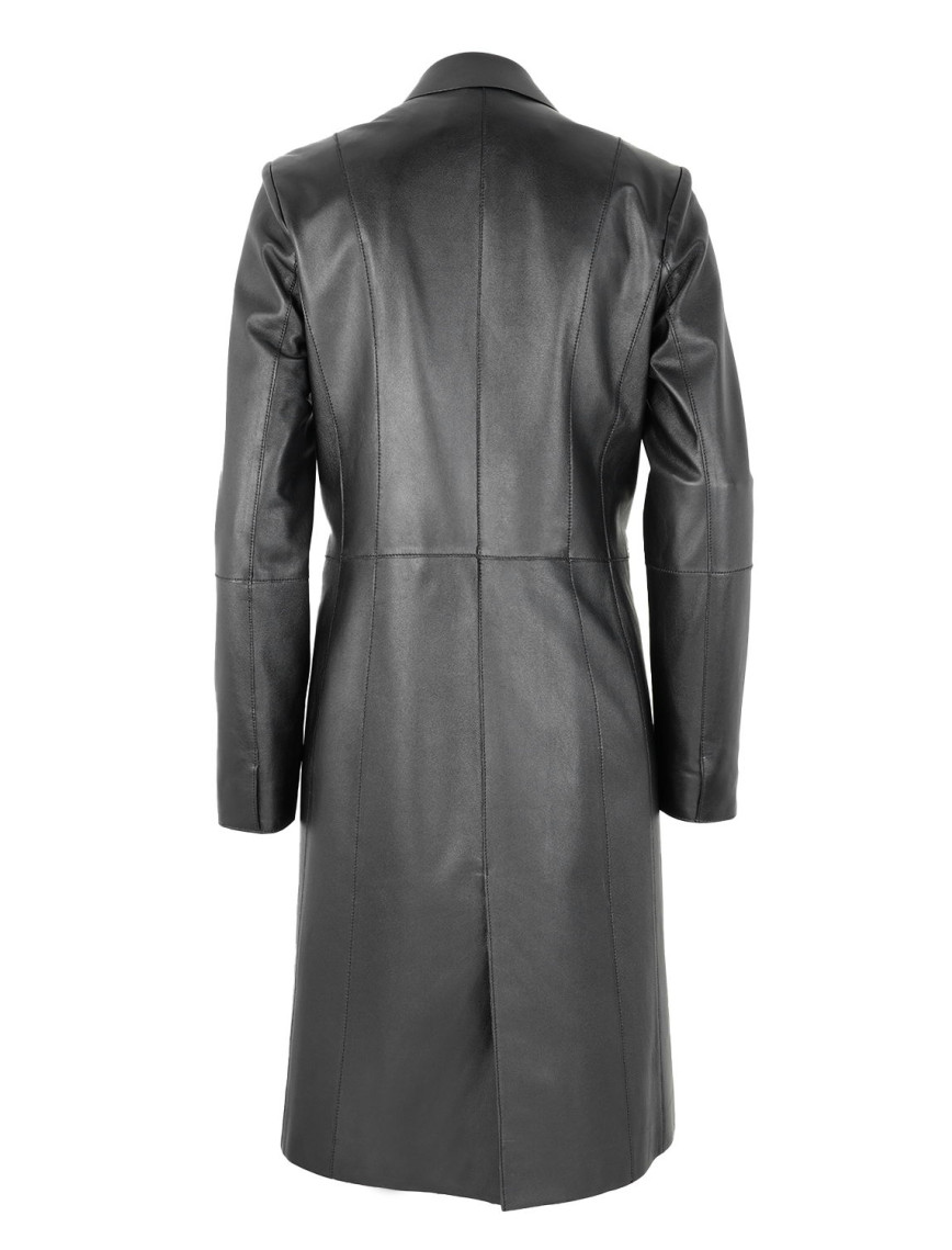 Canika Siyah Kadın Deri Blazer Trençkot