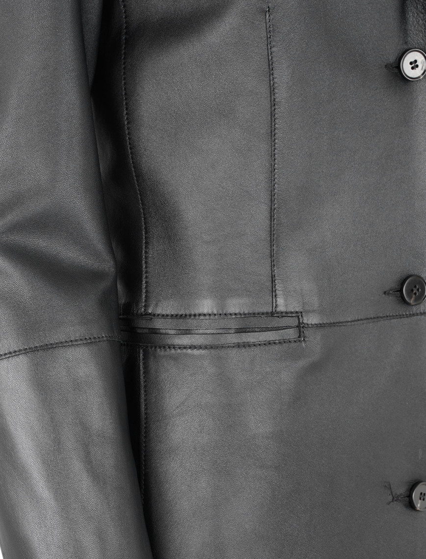 Canika Siyah Kadın Deri Blazer Trençkot